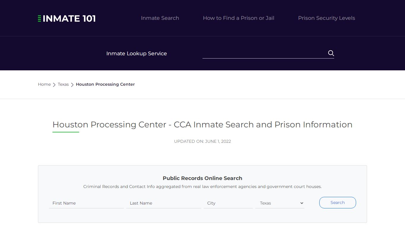 Houston Processing Center - CCA Inmate Search, Visitation, Phone no ...